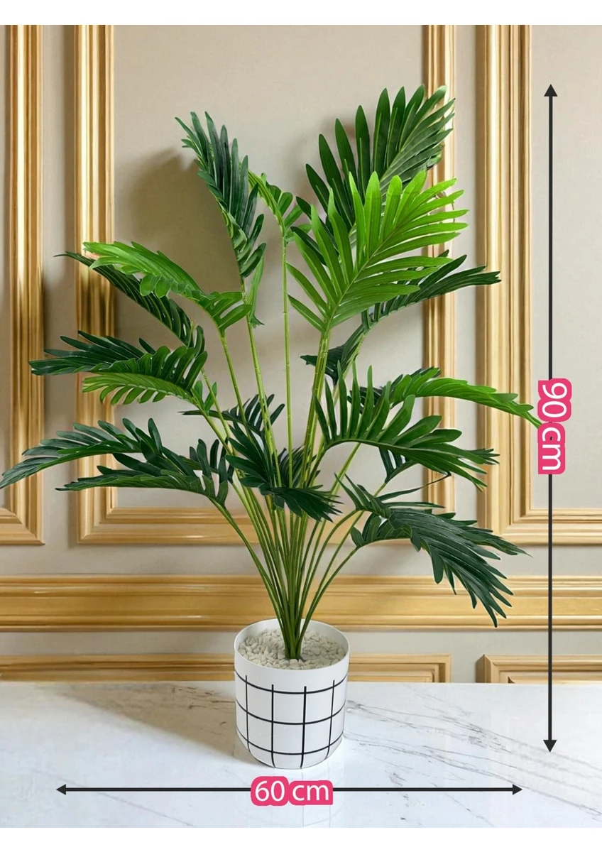 Yapay Ağaç Areka Palmiye 24 Yaprak 90CM Plastik Saksıda Yapay Salon Çiçeği Ev Dekorasyon Hediye Çiçek